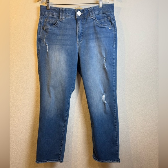 Democracy Denim - Democracy Ab Solution Jeans, High Rise, Distressed, Cropped Medium Wash, Size 10